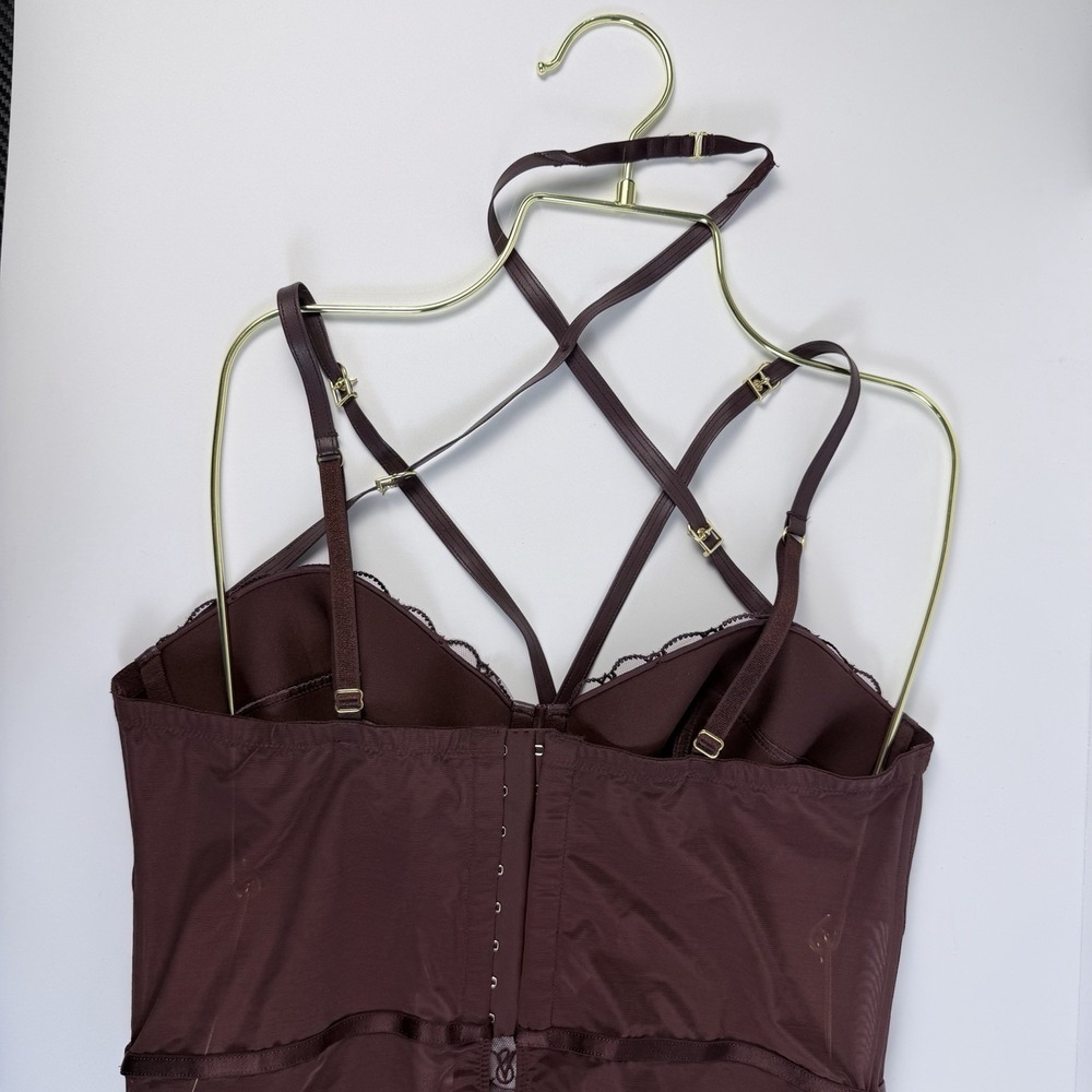 Victoria's Secret  Very Sexy VS Logo Embroidery Faux-Leather Trim Teddy XXL NWT - Picture 3 of 5